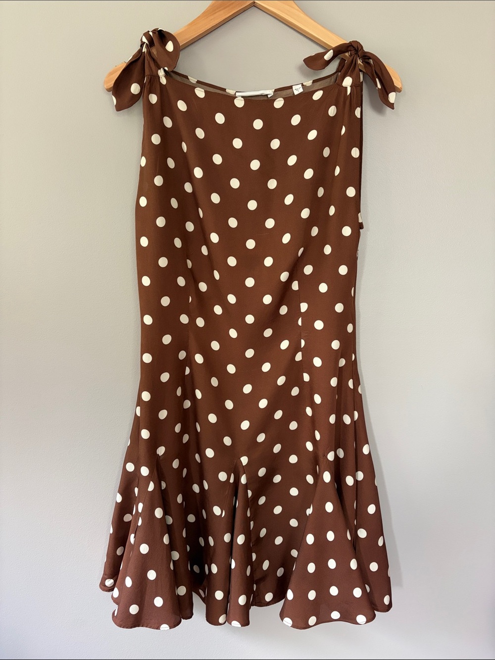 Doen Melina Dress Georgine Dot Small Brown Ivory Polka Dot Silk Retro Cottage - Picture 1 of 14